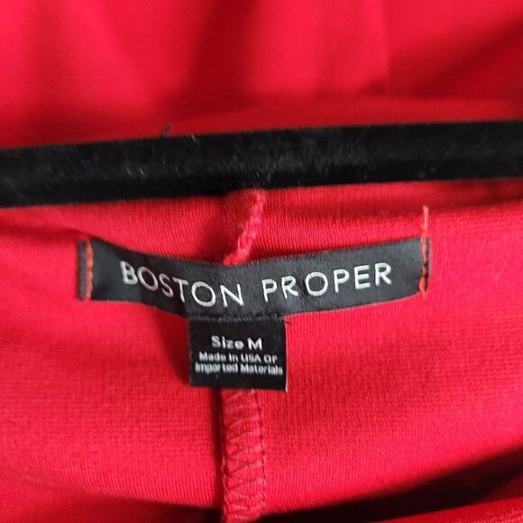 Boston Proper Dress Off Shoulder 3/4 Sleeve Tea Length Fit & Flare Stretch Red M - Picture 9 of 12